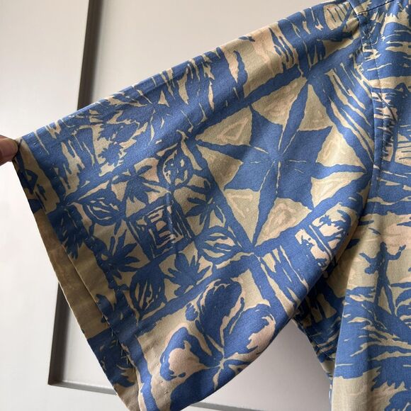 Reyn Spooner Shirt Mens Medium Blue Tan Hawaiian Aloha Commemorative Classic - Picture 6 of 13